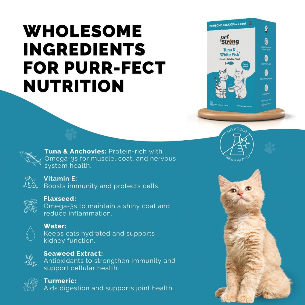PetStrong Tuna and White Fish & Mackerel and Seaweed in Gravy Cat Wet Food Combo image 4