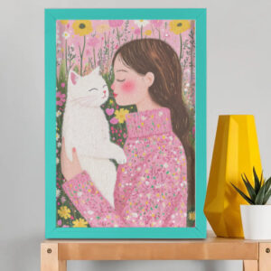 EverythingBoho Cat Mom Wall Art (Bottle Green)