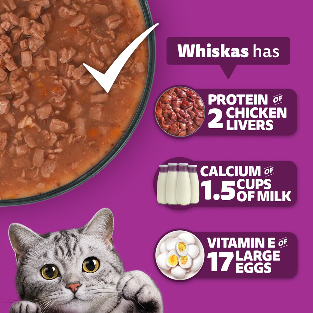 Whiskas Salmon in Gravy Meal Adult Cat Wet Food image 6