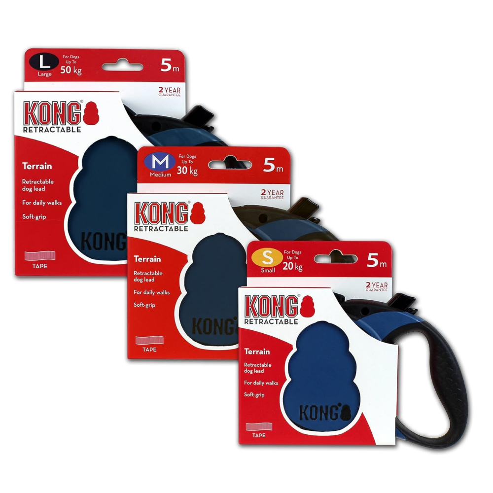 Kong Terrain Retractable Leash for Dogs and Cats (Blue) image 2