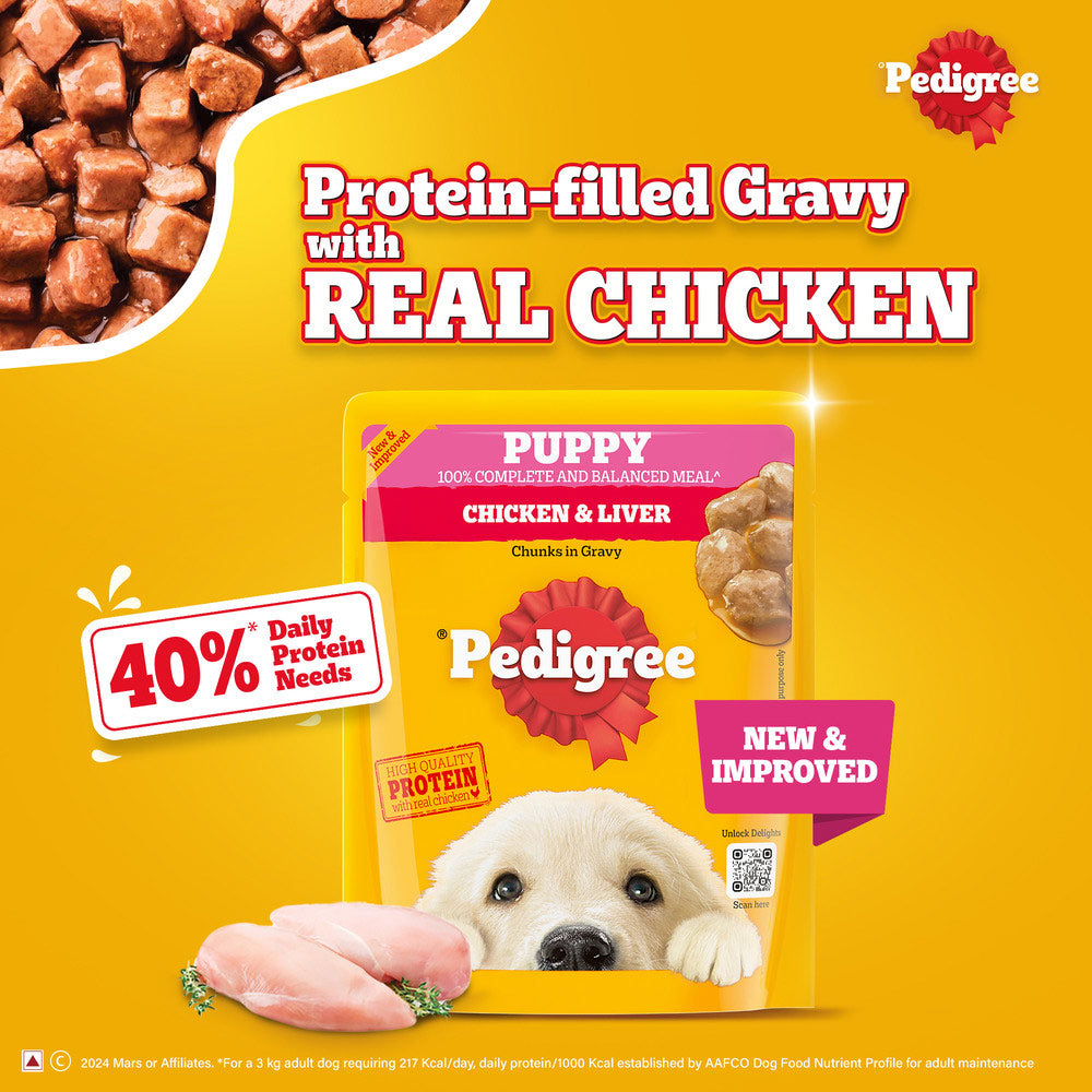 Pedigree Chicken & Liver Chunks in Gravy Puppy Wet Dog Food image 10