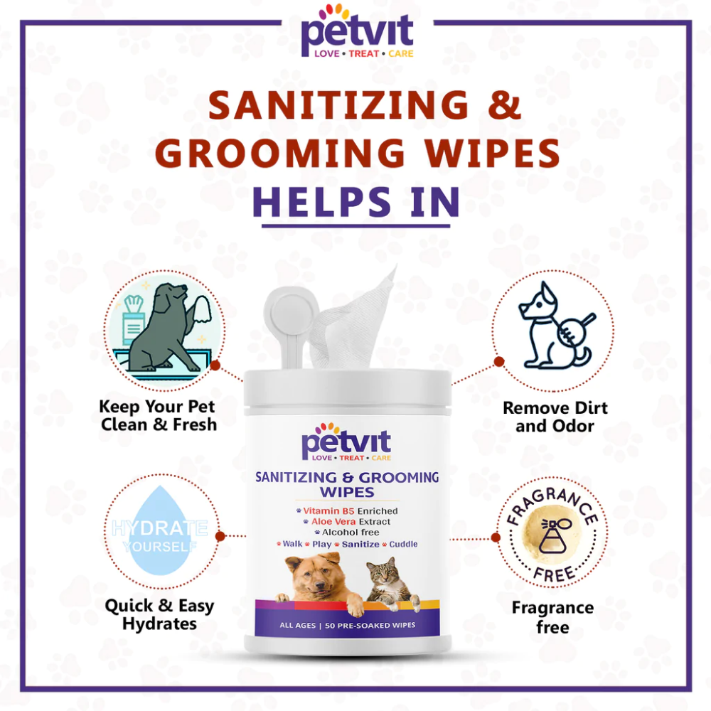 Petvit Sanitizing & Grooming Wipes for Dogs and Cats image 3