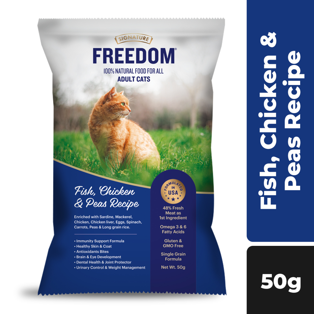 Signature Freedom Fish, Chicken and Peas Recipe Adult Cat Dry Food (50g)