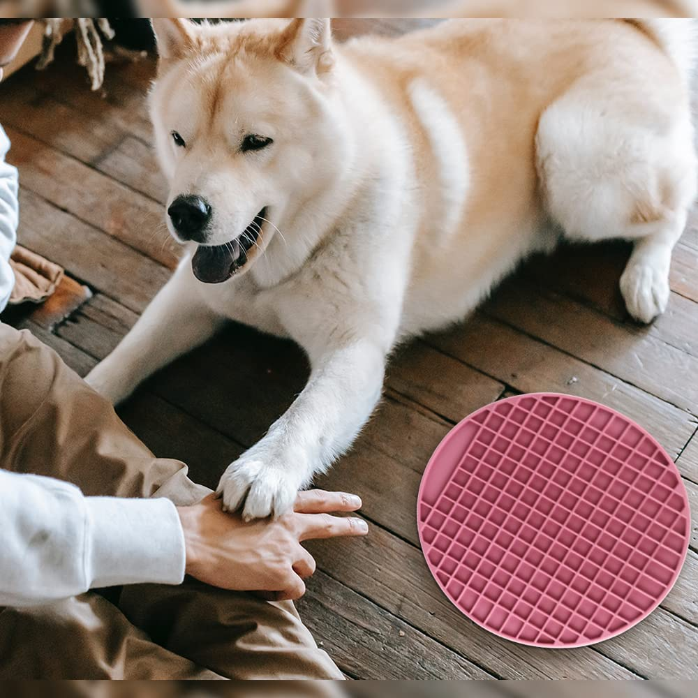 Pawpourri Round Lickmat for Dogs and Cats (Pink) image 3