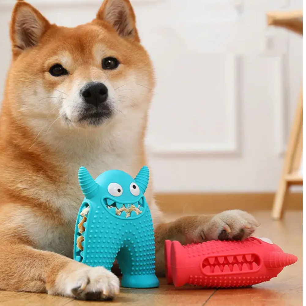 Talking Dog Club Monster Tough Rubber Toy for Dogs and Cats (Pink) image 5