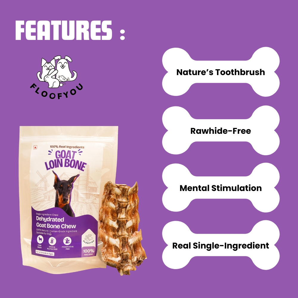 Floofyou Air Dried Goat Loin Bone Dental Chew Dog Treats image 7