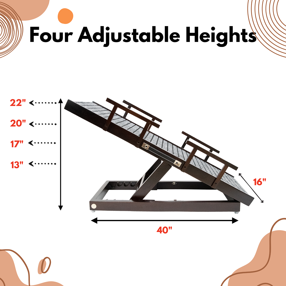 FurryLiving Wooden Ramp with Safety Rails for Dogs and Cats (Dark Brown) image 4