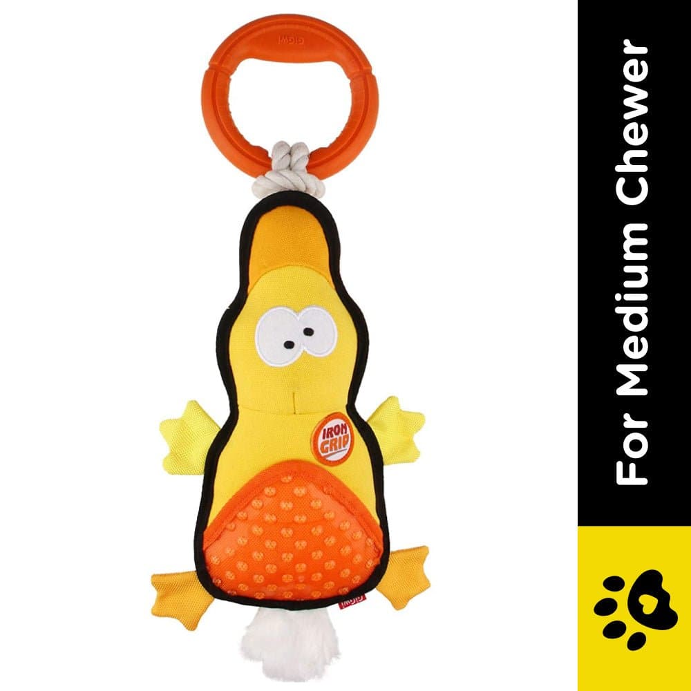 GiGwi Iron Grip Duck Plush with TRP Handle Toy for Dogs (Yellow) image 2