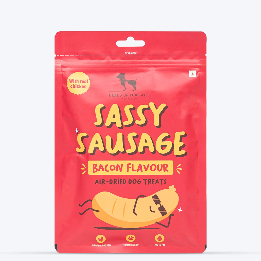 HUFT Sassy Sausage Bacon with Real Chicken Air Dried Treats for Dogs