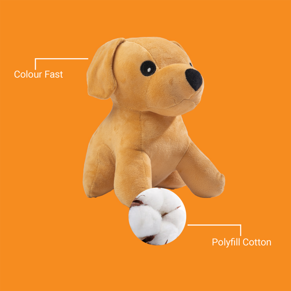 Kibbo Non Toxic & Durable Soft Stuffed Dog Shaped Toy for Dogs and Cats (Brown) image 4