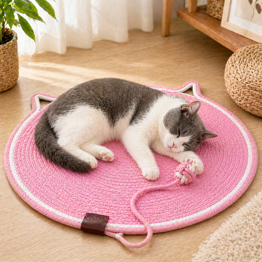 Talking Dog Club Rope Scratching Mat for Cats (Pink) image 3