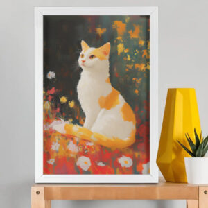 EverythingBoho The Farsighted Cat Wall Art (White)
