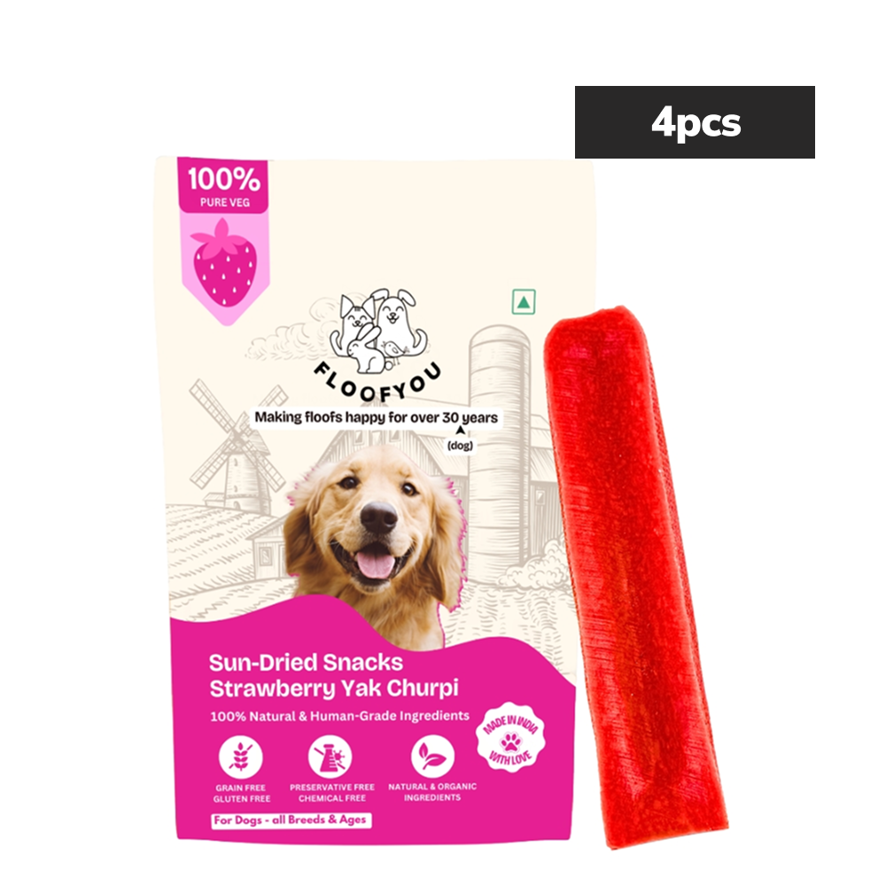 Floofyou Sun Dried Pure Veg Strawberry Yak Dental Dog Treats image 2