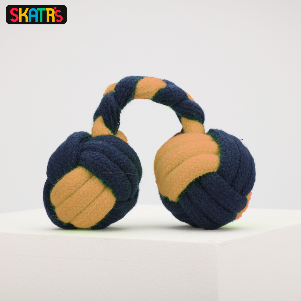 Skatrs Dumbbell Shaped Rope Chew Toy for Dogs and Cats (Blue/Orange) image 4