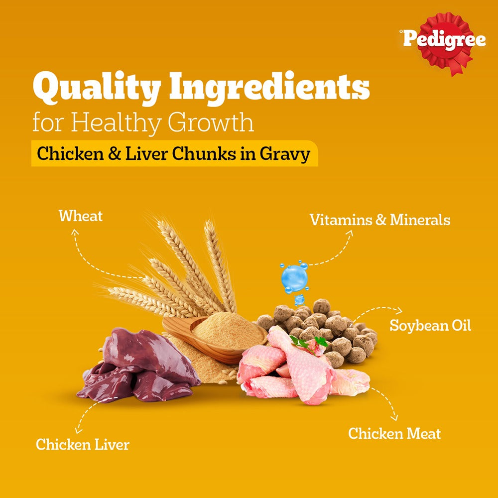 Pedigree Chicken & Liver Chunks in Gravy Puppy Wet Dog Food image 7