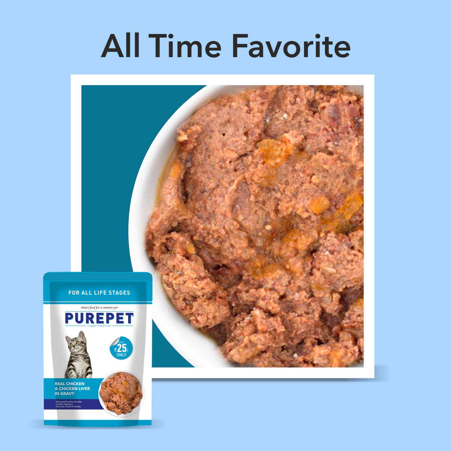 Purepet Real Chicken & Chicken Liver in Gravy Cat Wet Food image 5
