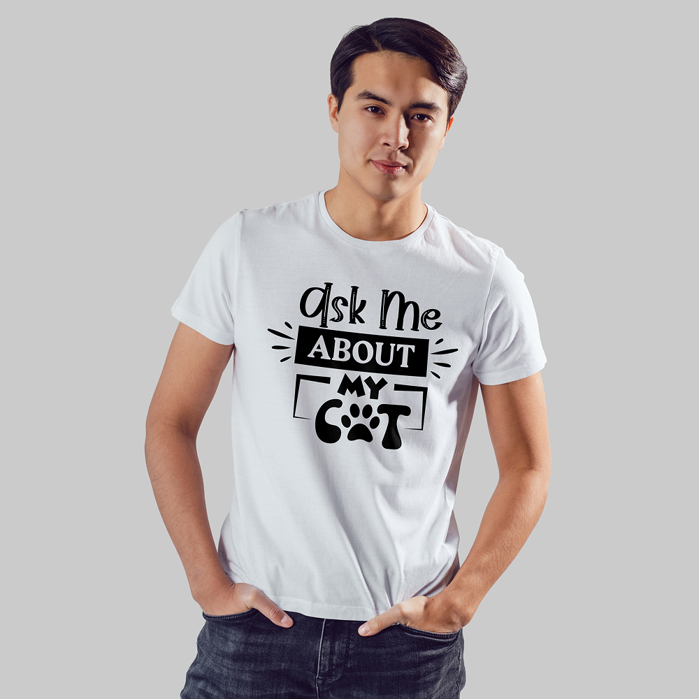 Seek Buy Love Ask Me About My Cat Unisex Tee (White)
