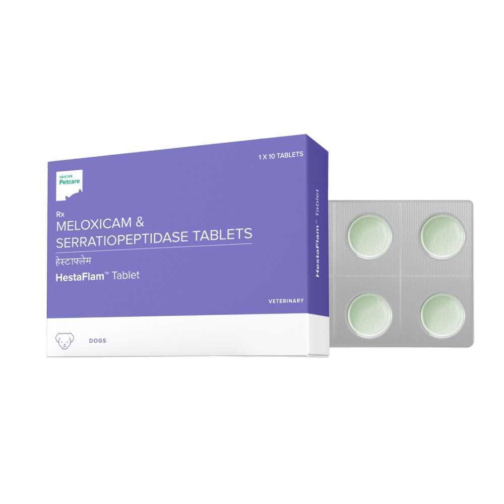Hester Hestaflam Tablet (Meloxicam & Serratiopeptidase) for Dogs and Cats