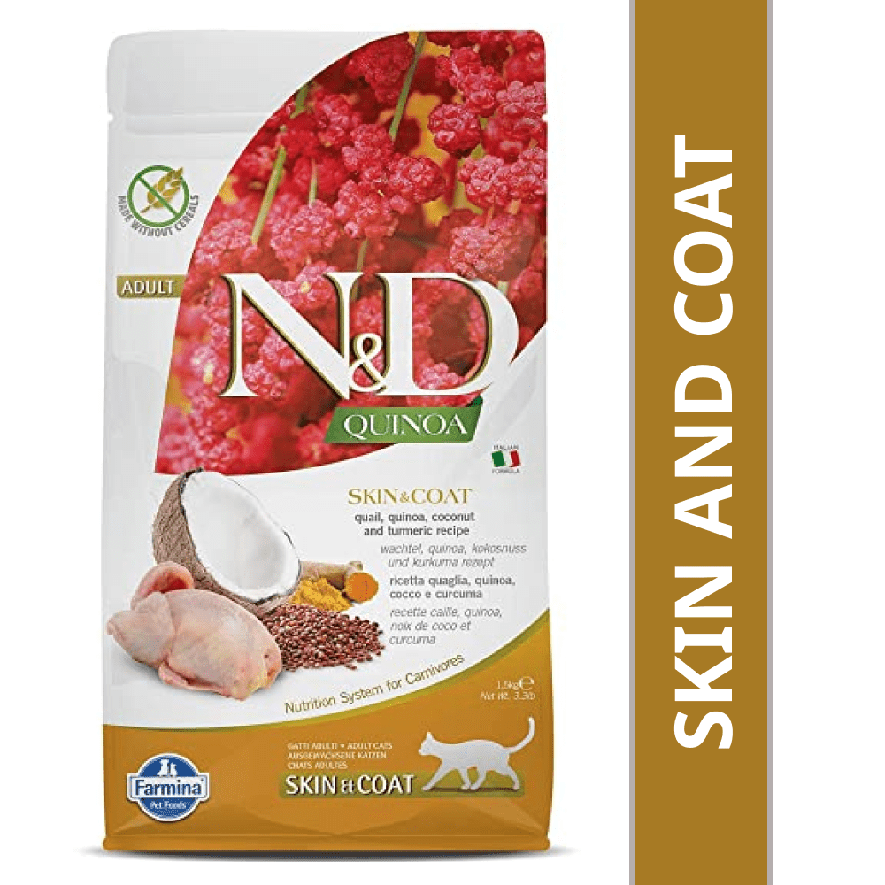 Farmina N&D Quinoa Quail Coconut & Turmeric Skin & Coat Grain Free Adult Cat Dry Food image 9