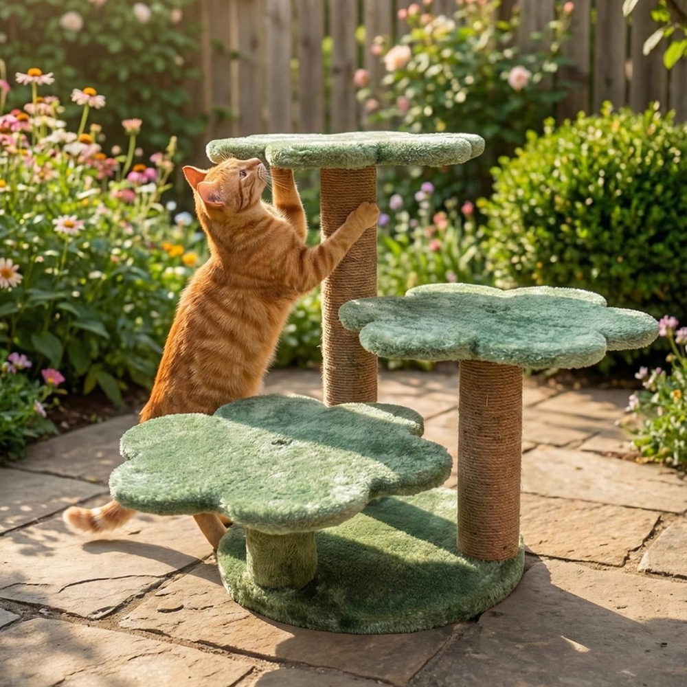 Furrlovers Flower Shaped Multilevel Cat Tree with Jute Rope Scratching Posts