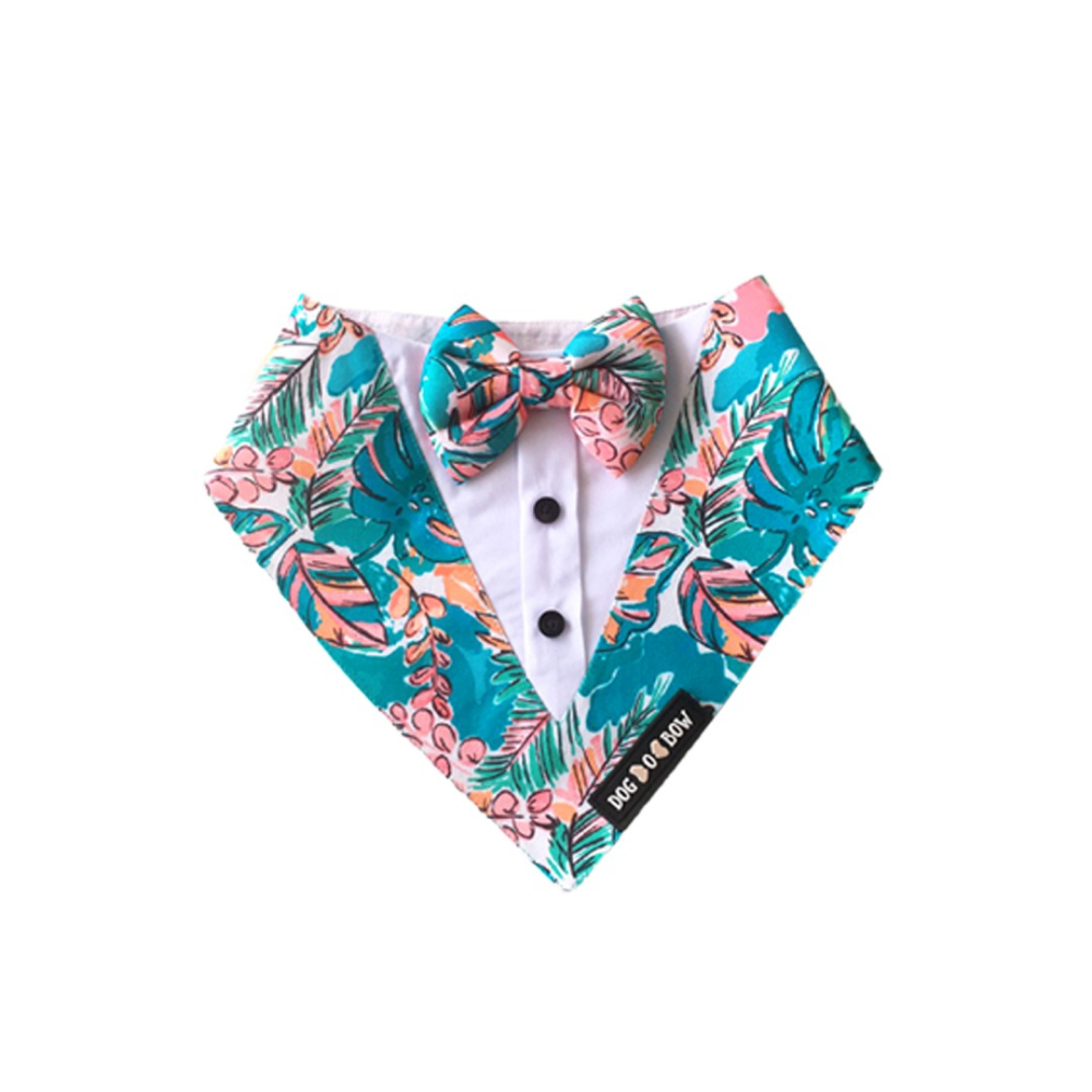 Dogobow Tropicana Print Tuxedo Bandana for Dogs (Blue) image 2