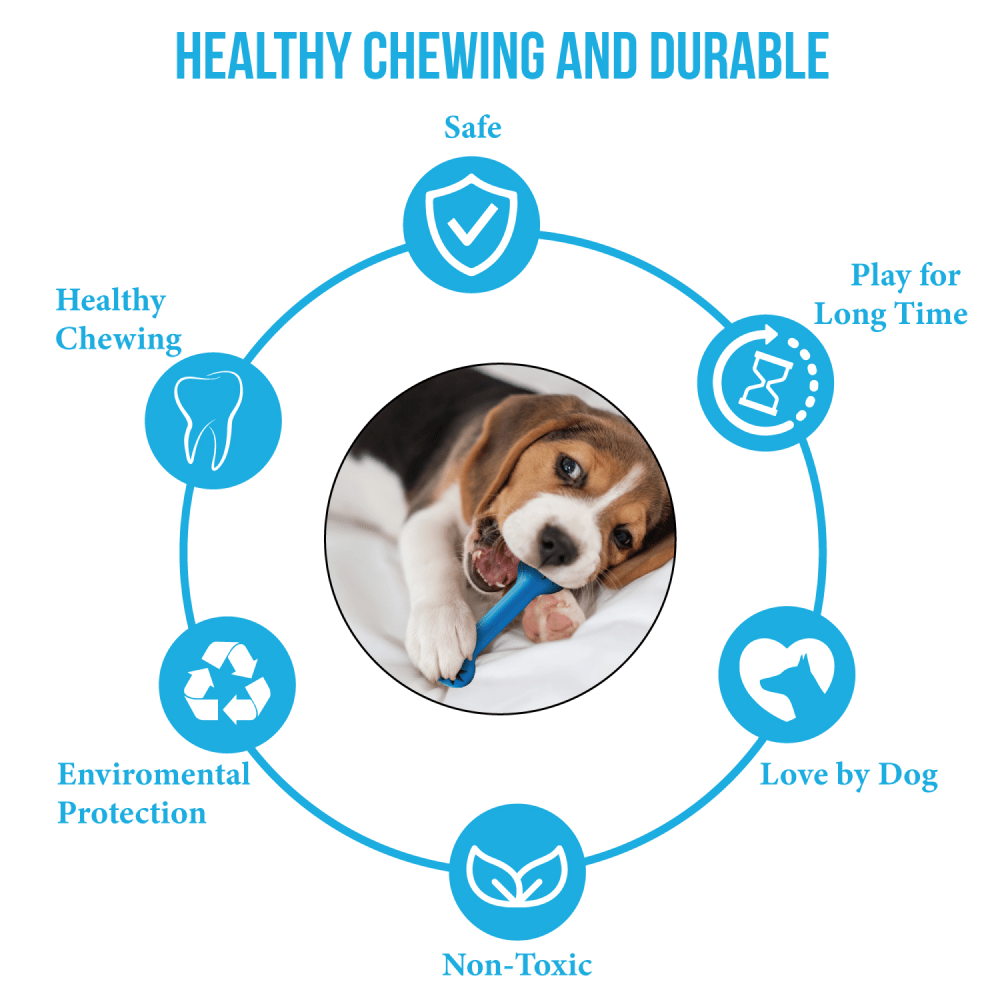 Goofy Tails Classic Interactive Rubber Bone Toy for Dogs (Blue) image 3