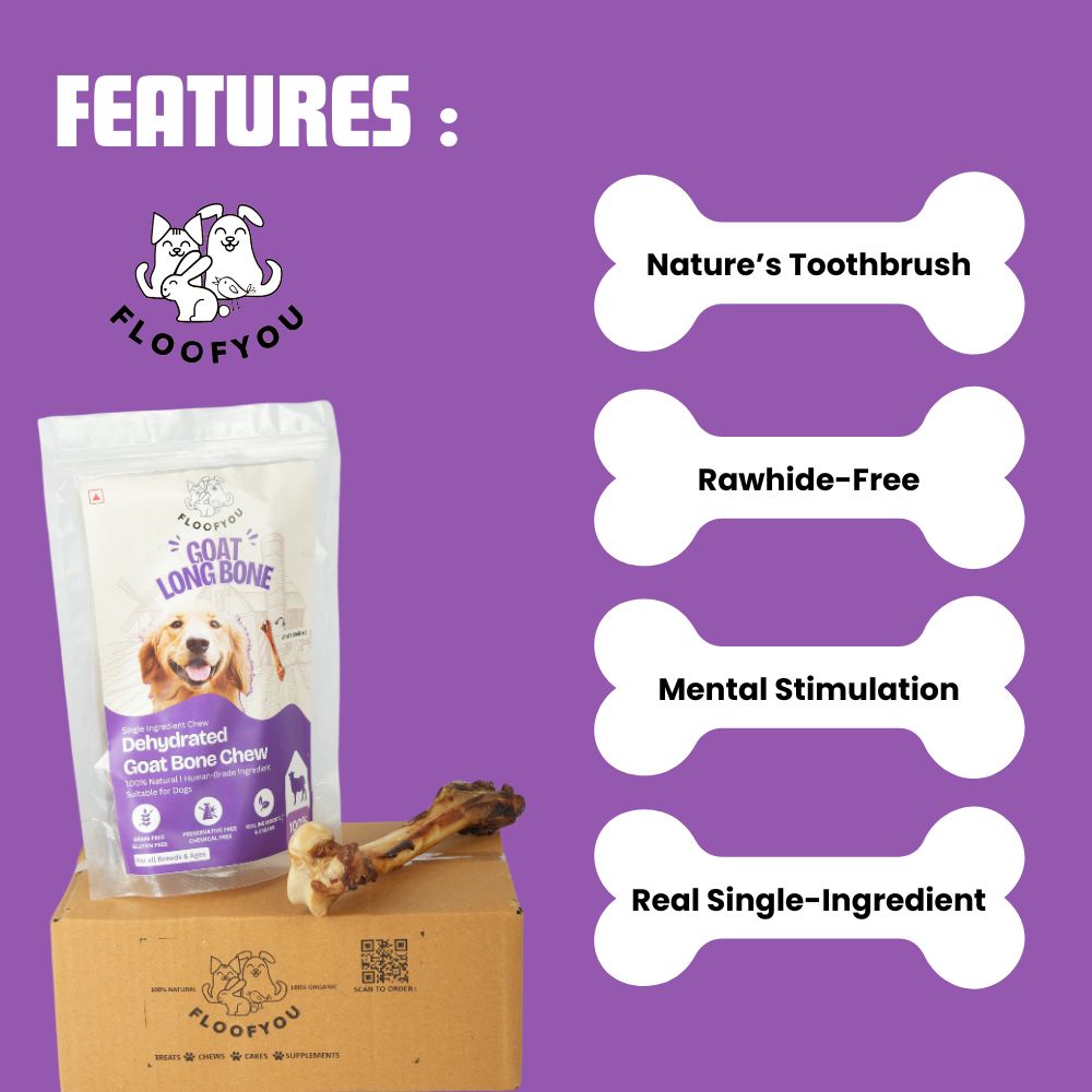 FloofYou Air Dried Goat Marrow Bone Chew Dog Treats image 2