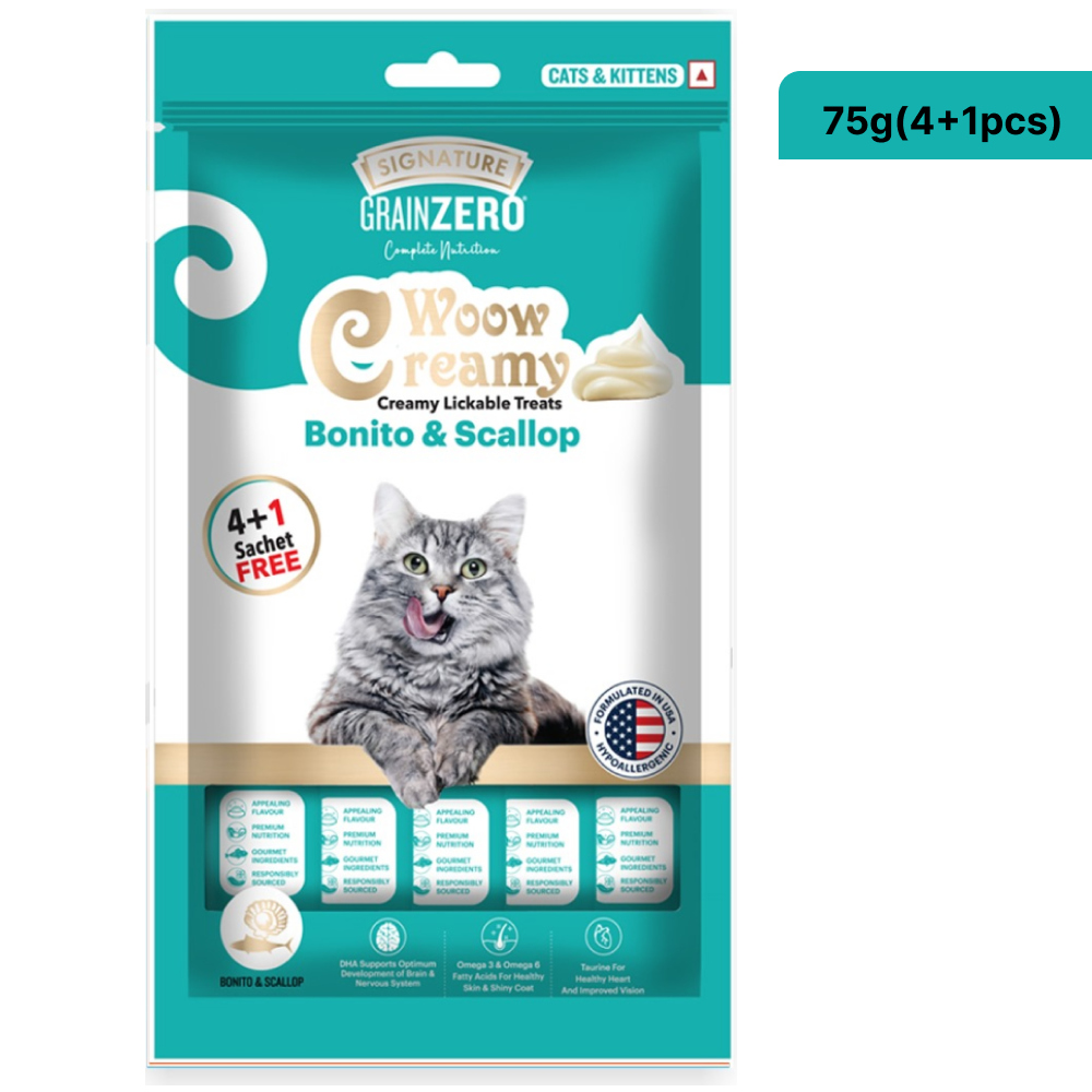 Signature Grain Zero Crab, Bonito and Scallop and Tuna and Ocean Fish Lickable Creamy Cat Treats Combo image 9