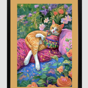 EverythingBoho Miss Cat At Leisure Wall Art (Black)