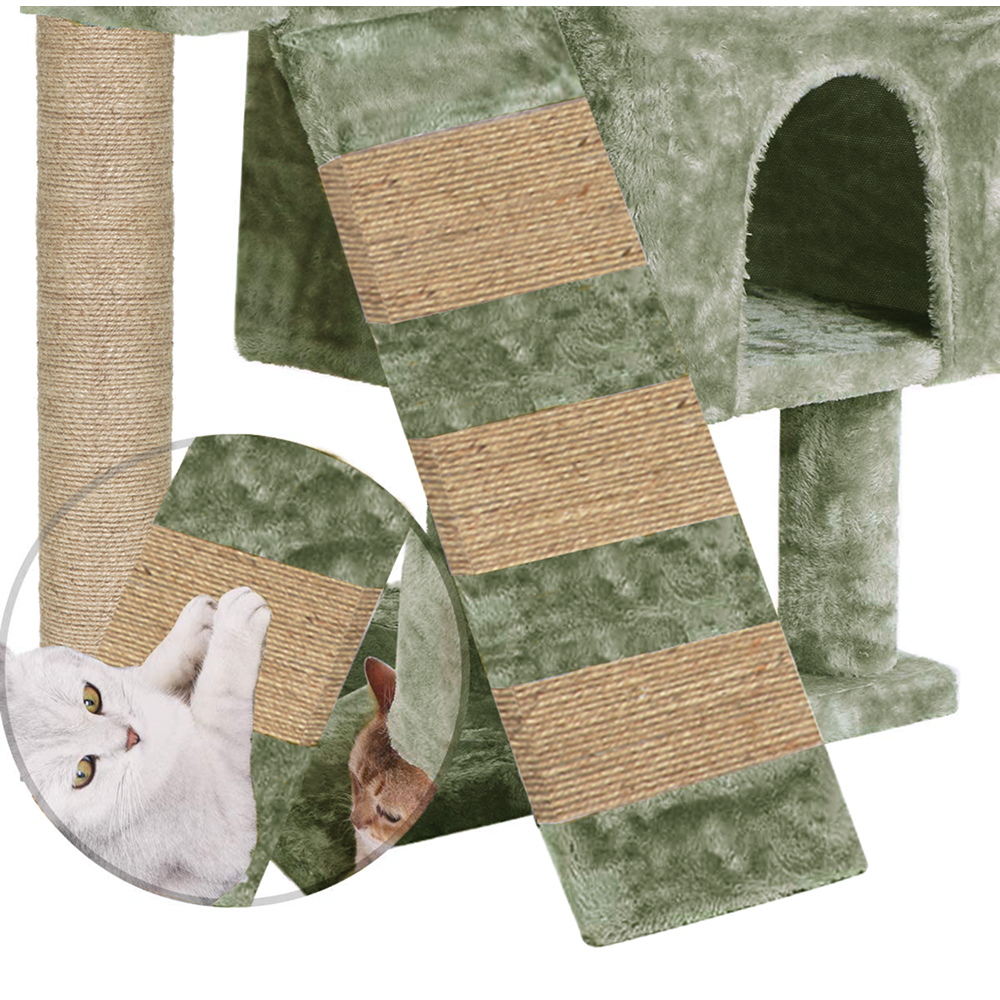 Furrlovers Kitten Cat Tree Scratching Post with Ladder, Condo & Jute Rope (Green) image 6