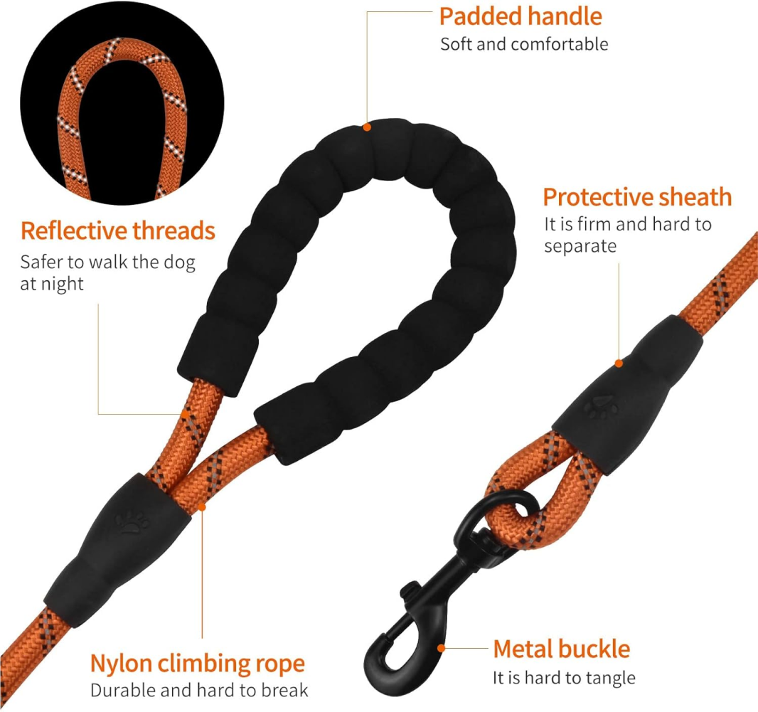 Pet Vogue Reflective Rope Leash for Dogs (Orange) image 2