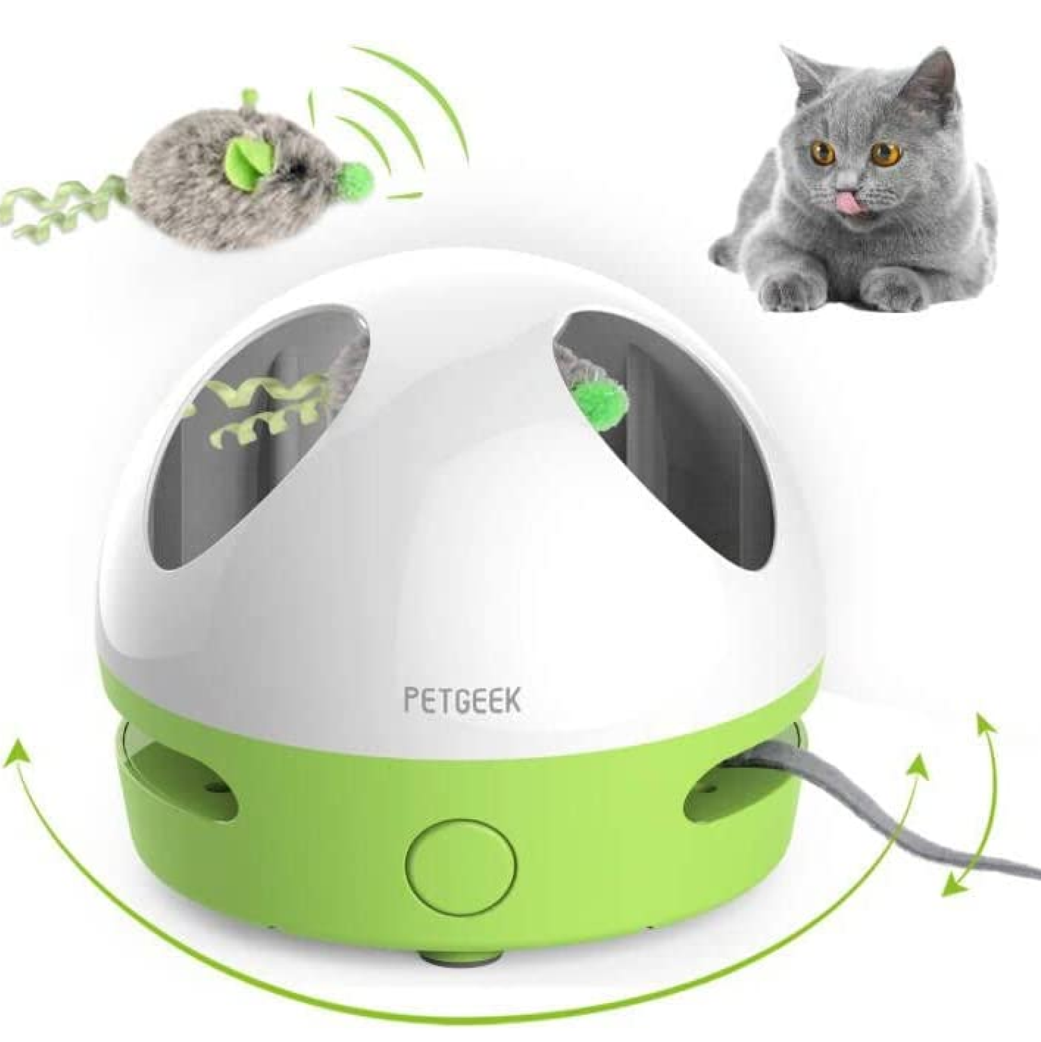 Pet Geek Hiding Mouse for Cats (White/Green) image 2
