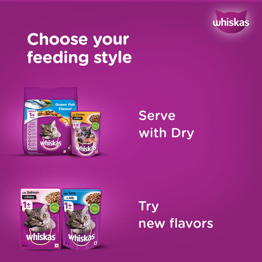 Whiskas Tuna in Jelly Meal and Salmon in Gravy Meal Adult Cat Wet Food Combo image 10