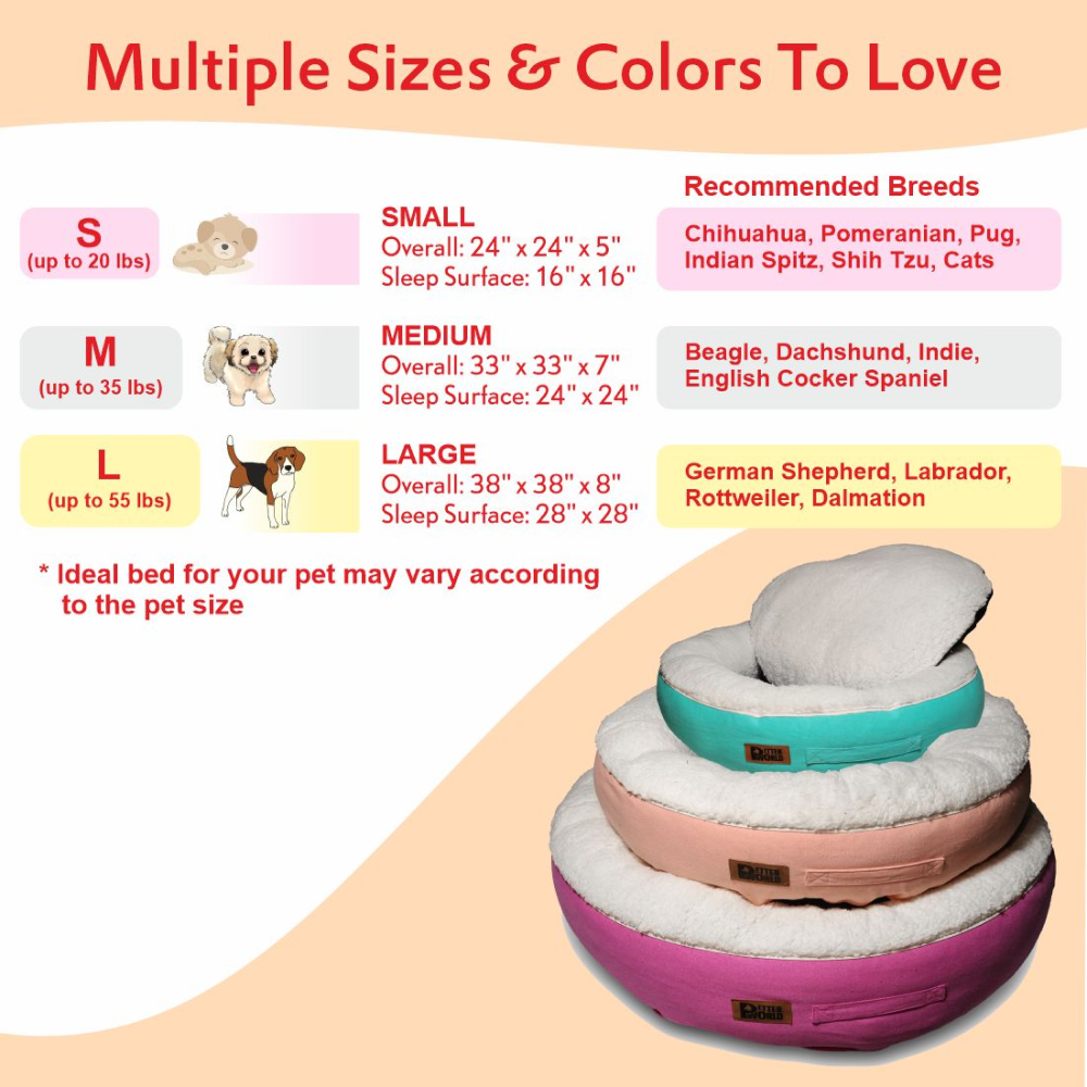 Petter World Ultra Luxury Cotton Canvas Donut Bed With Removable Sherpa Fur Cushion for Dogs (Peach Pearl) image 6