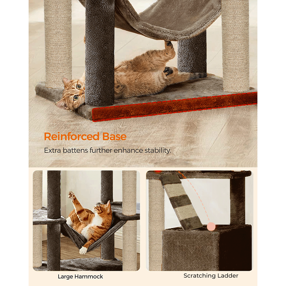 Furrlovers Multi Storey Cat Tree with Hammock, Condo & Sisal Scratching Posts image 4