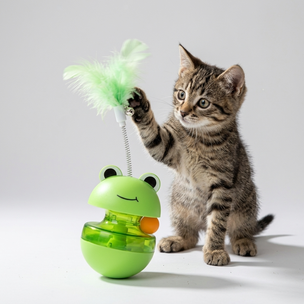 Skatrs Frog Feather Style Toy for Cats