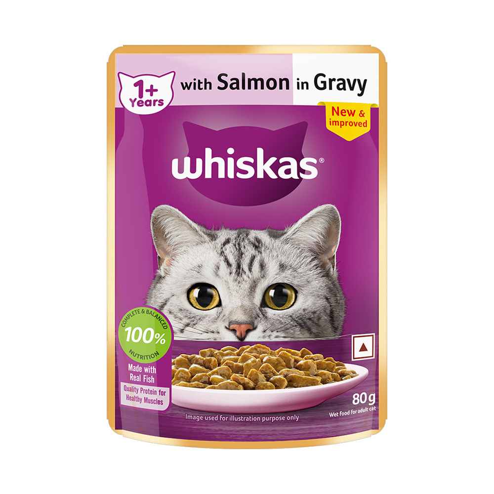 Whiskas Adult Cat Food Combo |Ocean Fish Dry & Salmon in Gravy Wet image 4