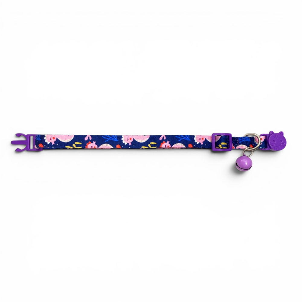 Talking Dog Club Everyday Collar with Sea Horse Bell for Cats (Navy/Purple) image 6