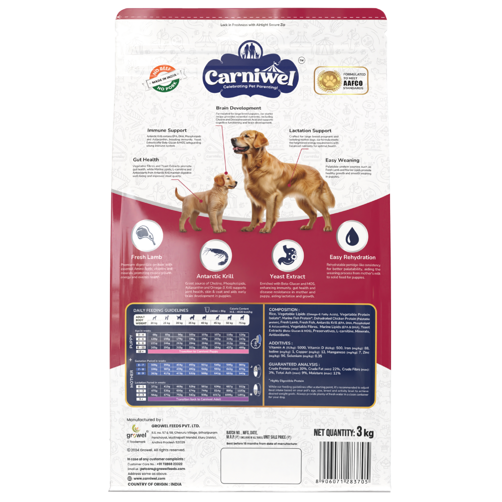 Carniwel Fresh Lamb Starter for Large Breed Mother and Baby Dog Dry Food image 7