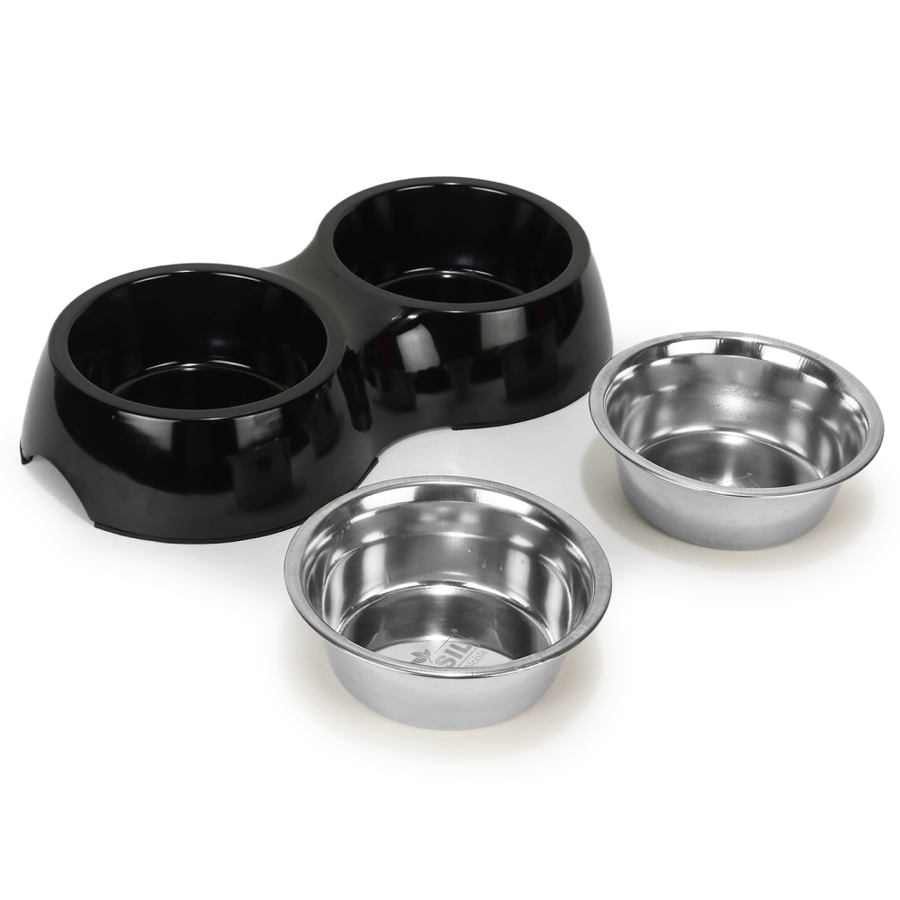 Basil Double Melamine Bowl Dinner Set for Dogs and Cats image 3