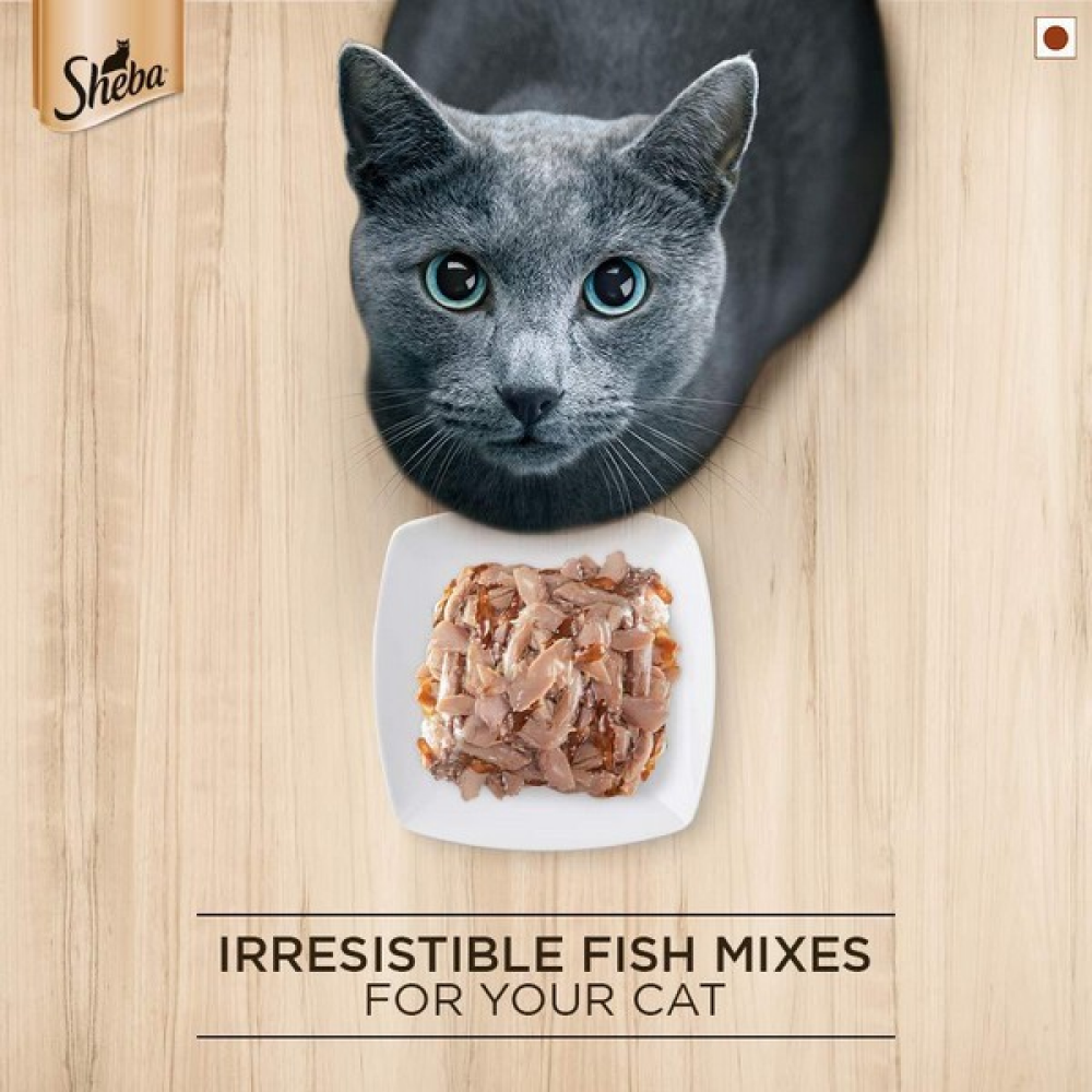Sheba Fish with Dry Bonito Flake and Tuna Pumpkin & Carrot In Gravy Rich Premium Adult Fine Cat Wet Food Combo image 9