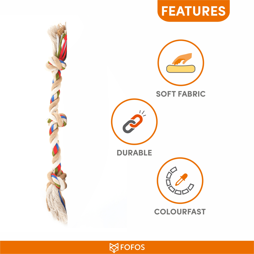 Barkbutler x Fofos Flossy Three Knots Rope Toy For Dogs image 6