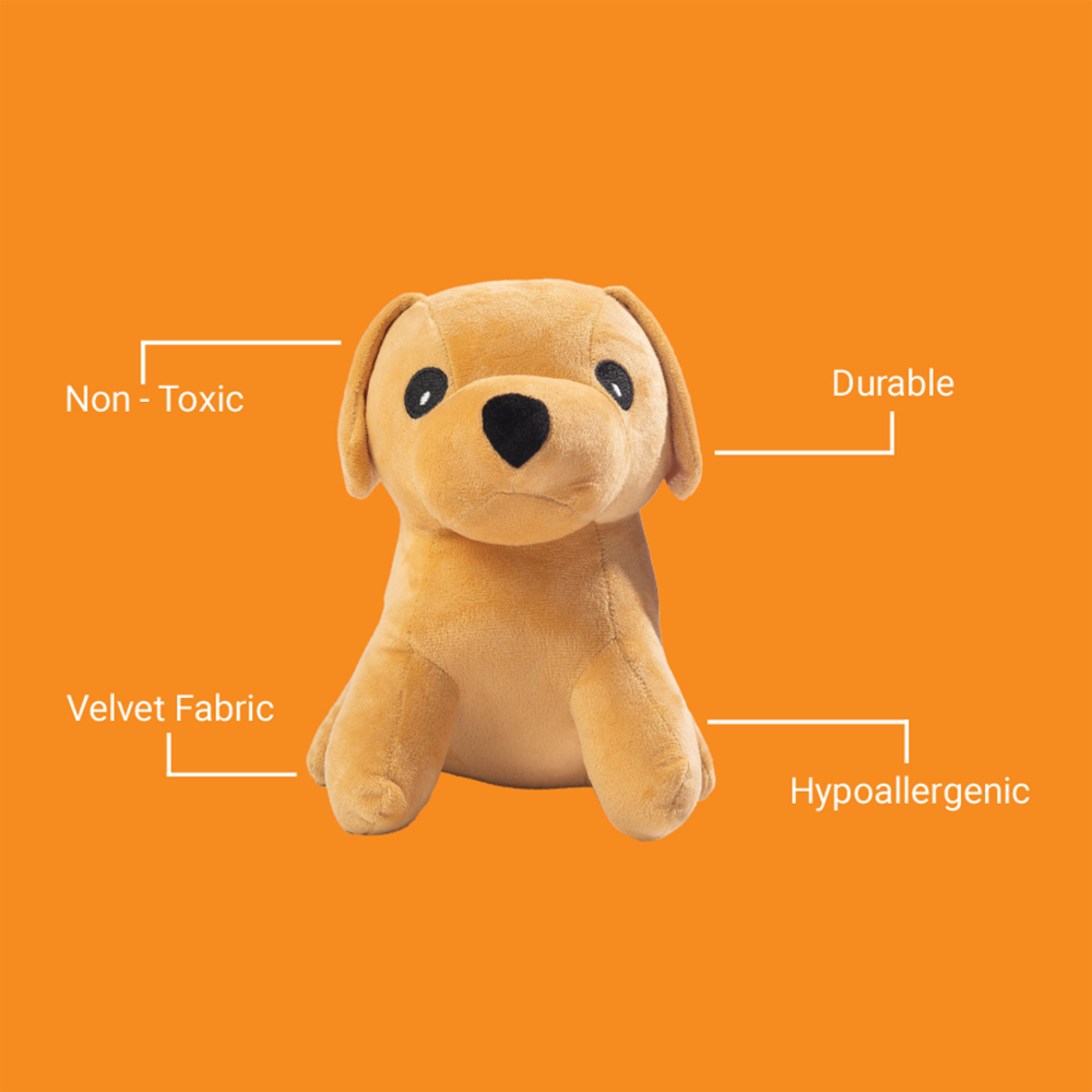 Kibbo Non Toxic & Durable Soft Stuffed Dog Shaped Toy for Dogs and Cats (Brown) image 3