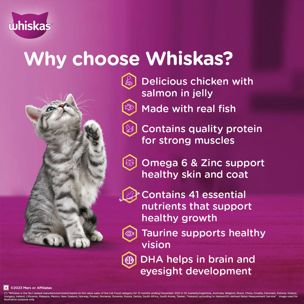 Whiskas Chicken with Salmon in Jelly Kitten (2-12 Months) Cat Wet Food image 4