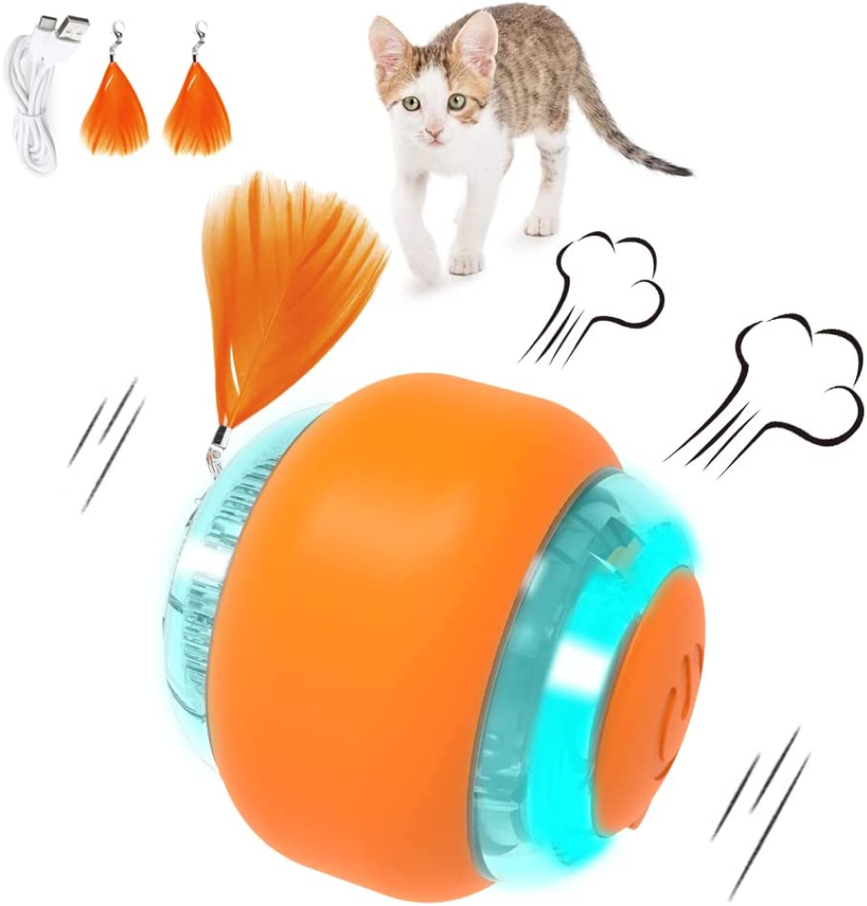 Goofy Tails Smart Interactive Ball Toy for Cats (Orange) image 1