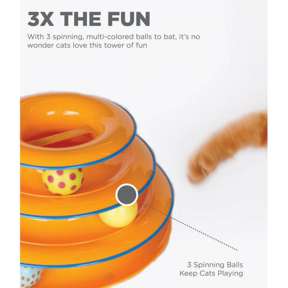 Petstages Tower of Track Three Level Active Toy for Cats (Orange) image 2