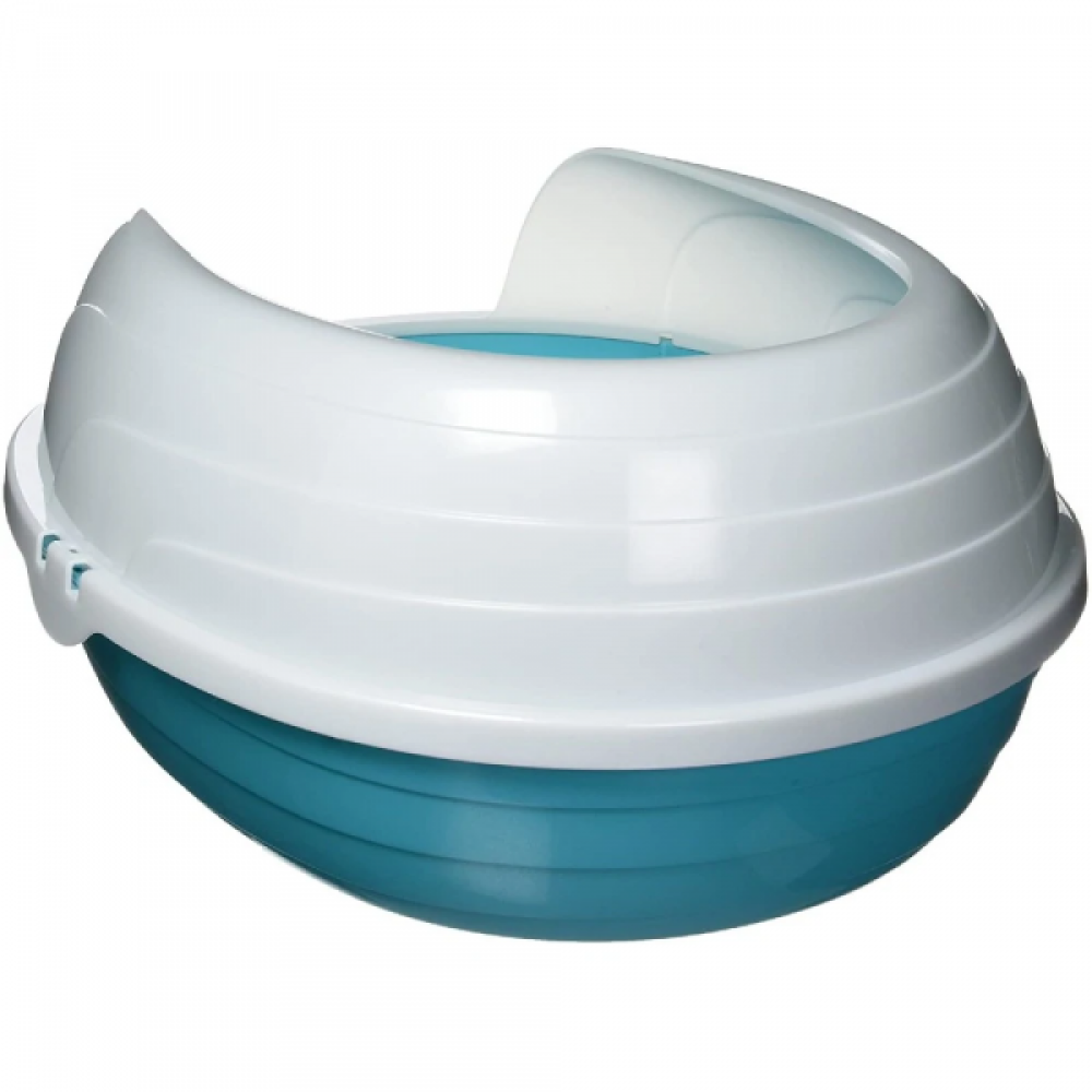 M Pets Sherbin Litter Tray with Rim for Cats (Blue/White) image 4