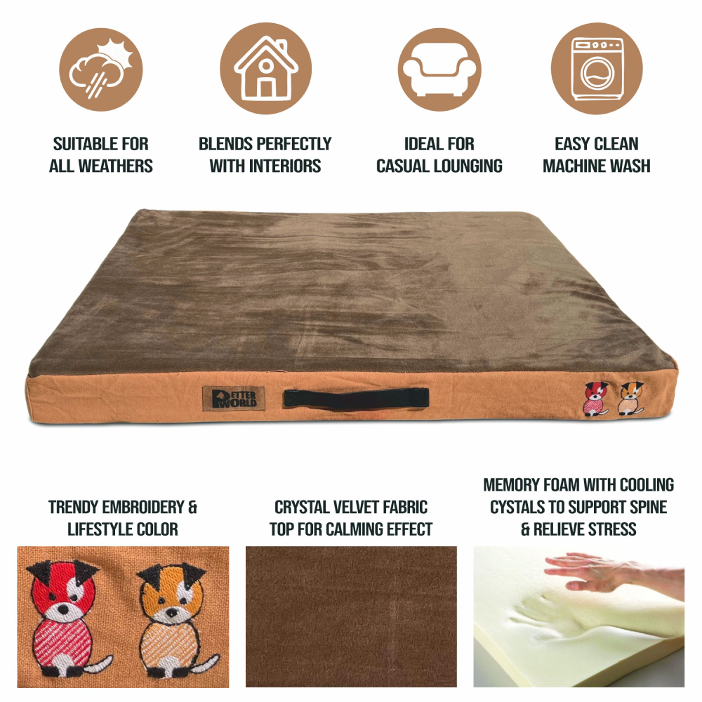Petter World Orthopedic Memory Foam Bed With Large Sleep Surface for Dogs (Mocha Brown) image 5