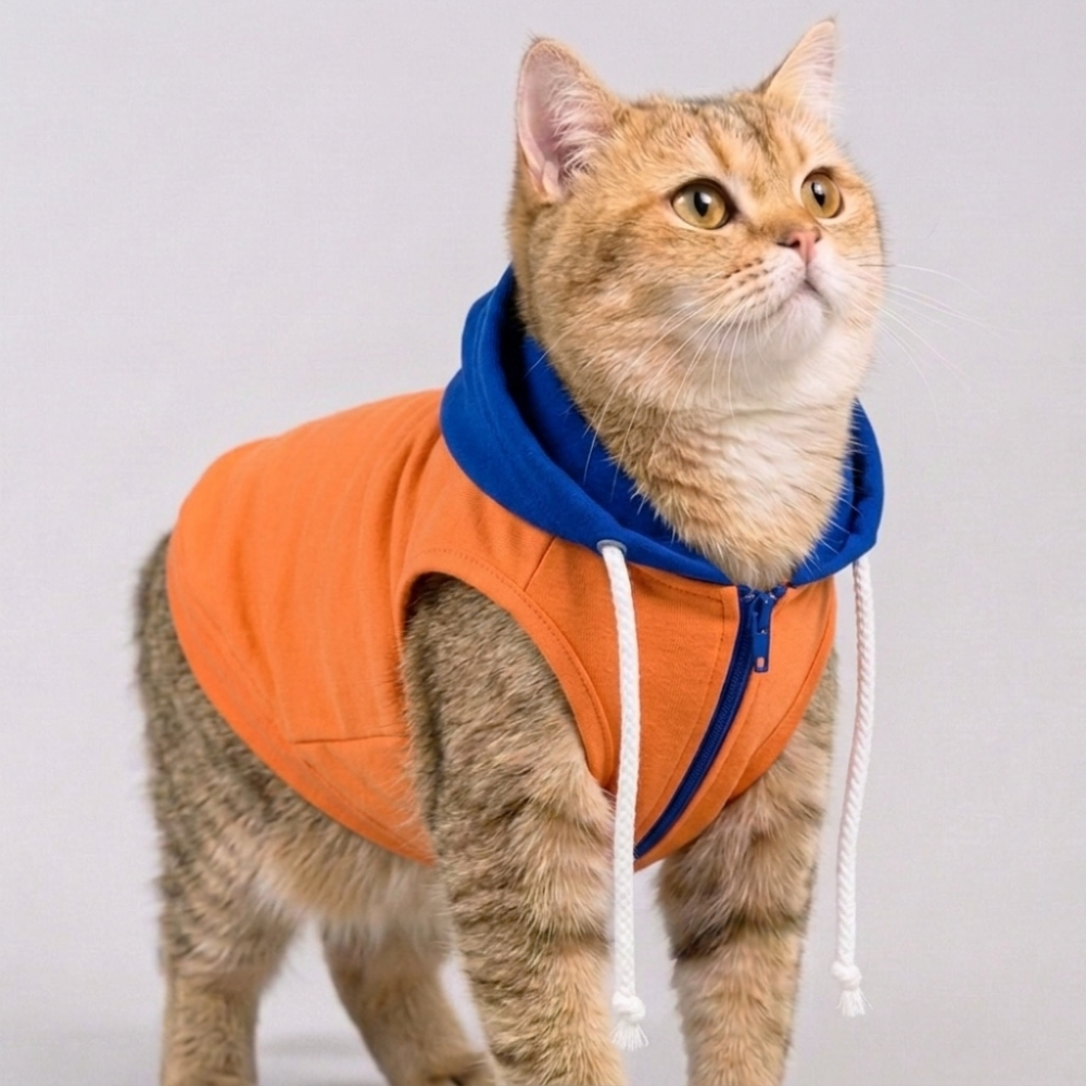 Skatrs Sunset Splash In-Style Hoodie For Dogs and Cats (Orange & Blue) image 3