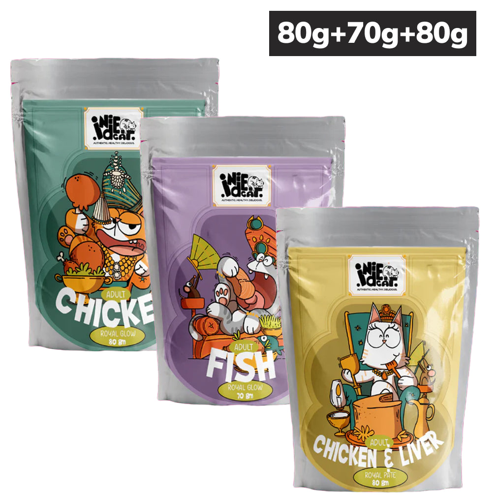 IndieCat Royal Glow Chicken and Mackerel Fish and Pate Chicken & Liver  Combo Adult Cat Wet Food image 2